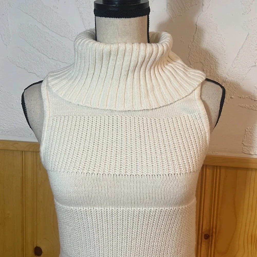 Moth Cream Sleeveless Turtleneck Midi Dress Sz-XS